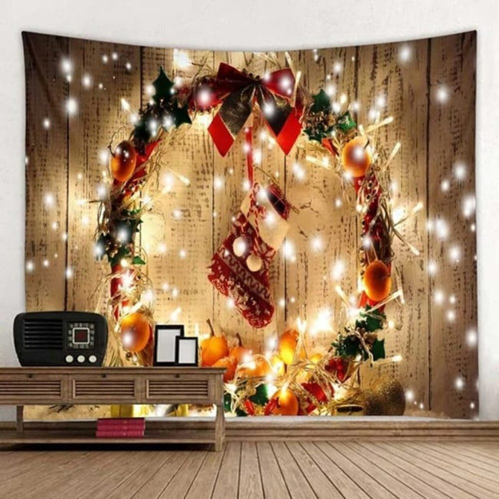 Christmas Wreath Printed Tapestry